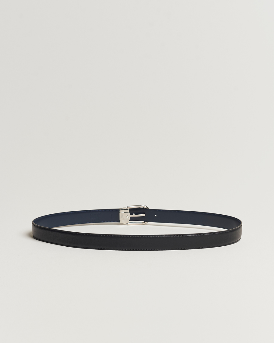 Herre | Glatte bælter | Montblanc | Reversible Horseshoe Leather Belt 30mm Blue/Black Grain