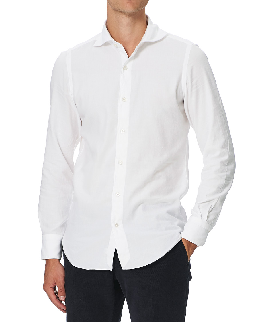 Herre | Flannelskjorter | Finamore Napoli | Tokyo Slim Fit Flannel Shirt White