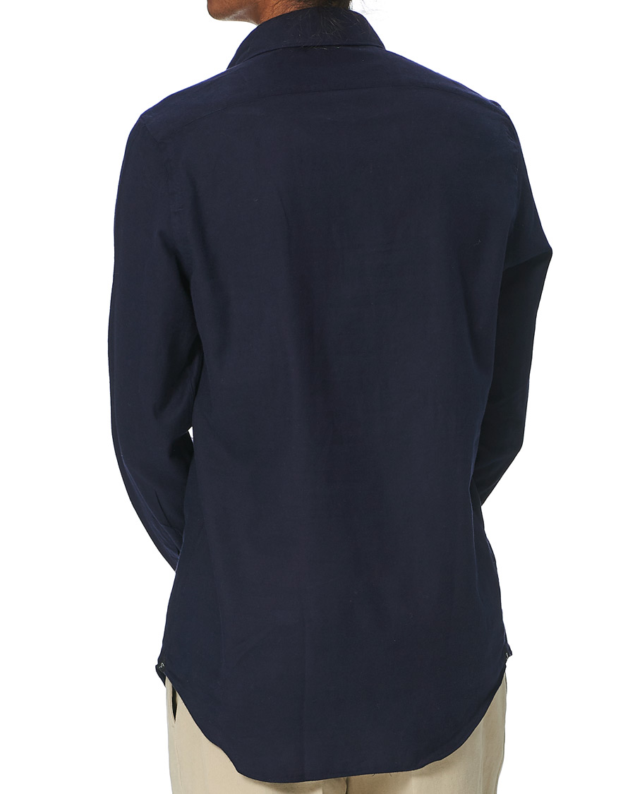 Herre | Skjorter | Finamore Napoli | Tokyo Slim Fit Flannel Shirt Navy