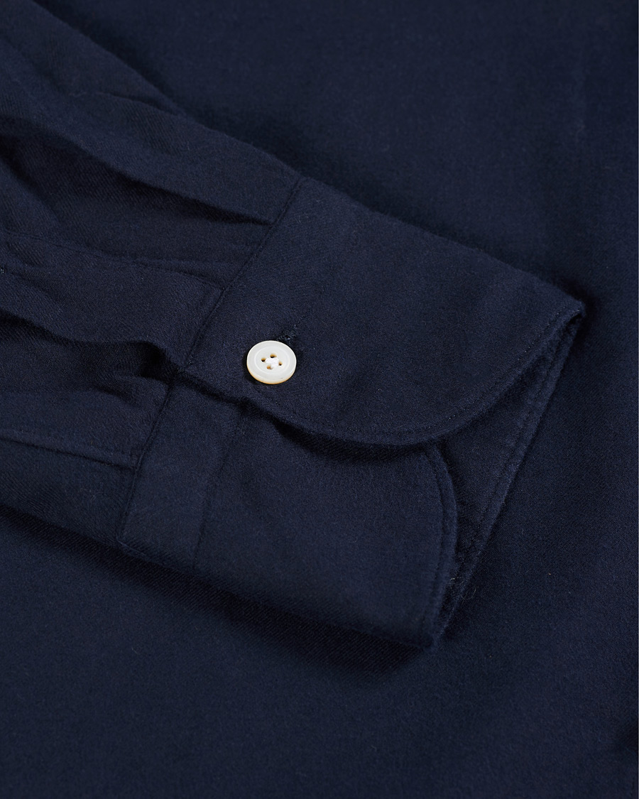 Herre | Skjorter | Finamore Napoli | Tokyo Slim Fit Flannel Shirt Navy