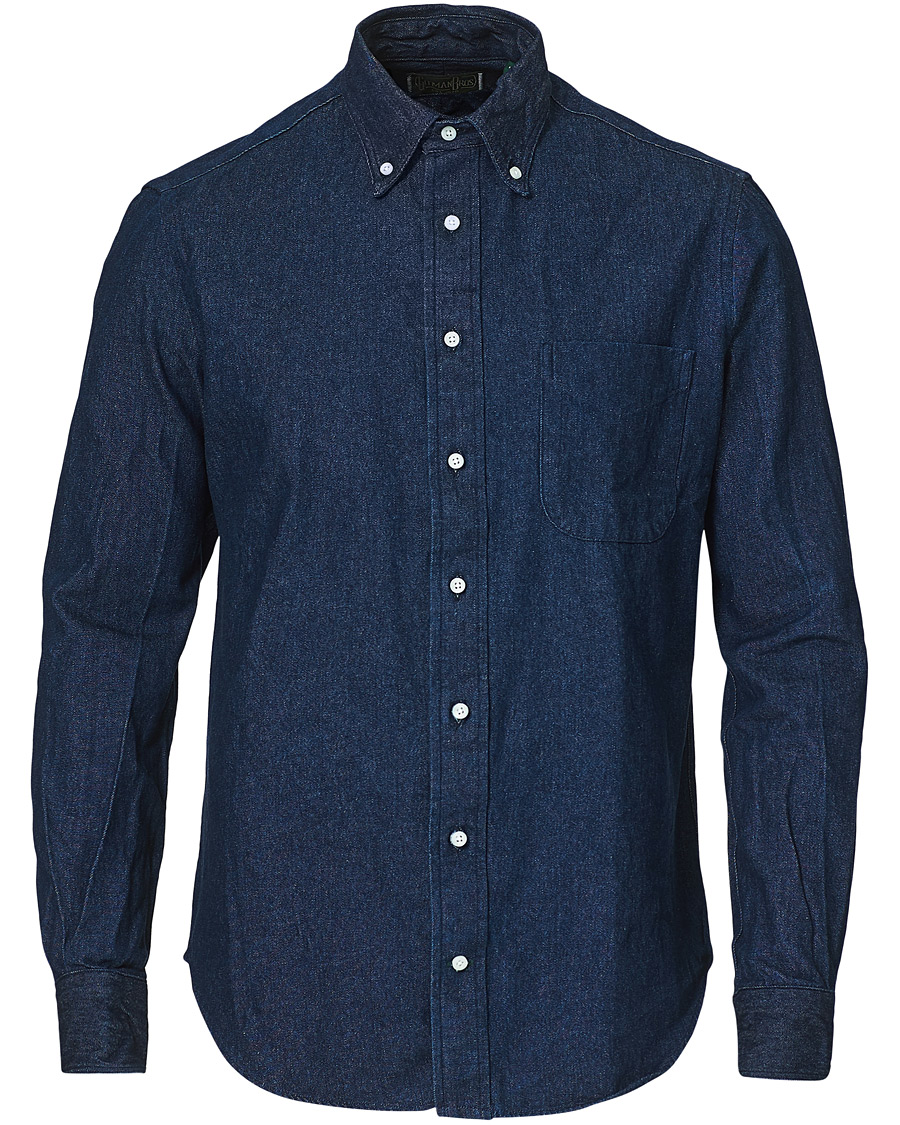 Herre | Skjorter | Gitman Vintage | Button Down Denim Shirt Dark Indigo