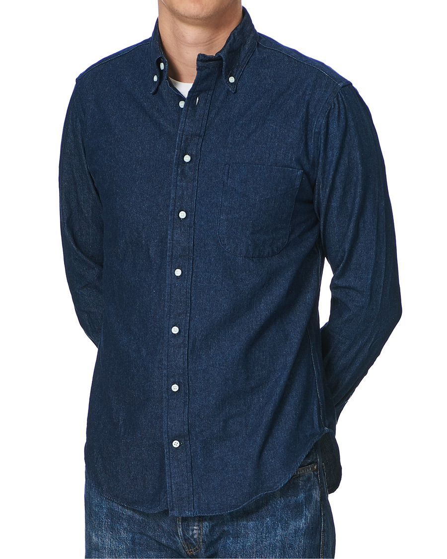 Herre | Skjorter | Gitman Vintage | Button Down Denim Shirt Dark Indigo