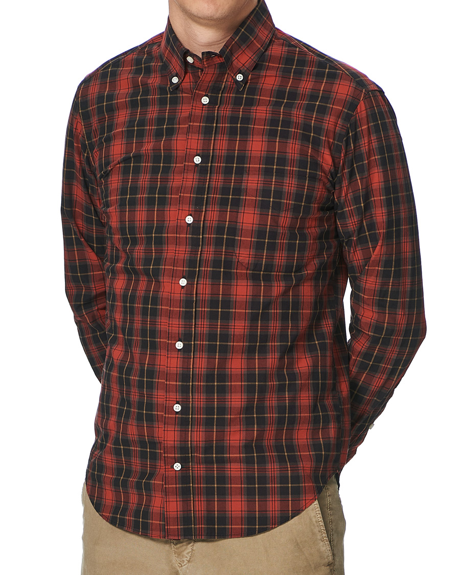 Herre | Skjorter | Gitman Vintage | Button Down Beefy Plaid Shirt Black/Red