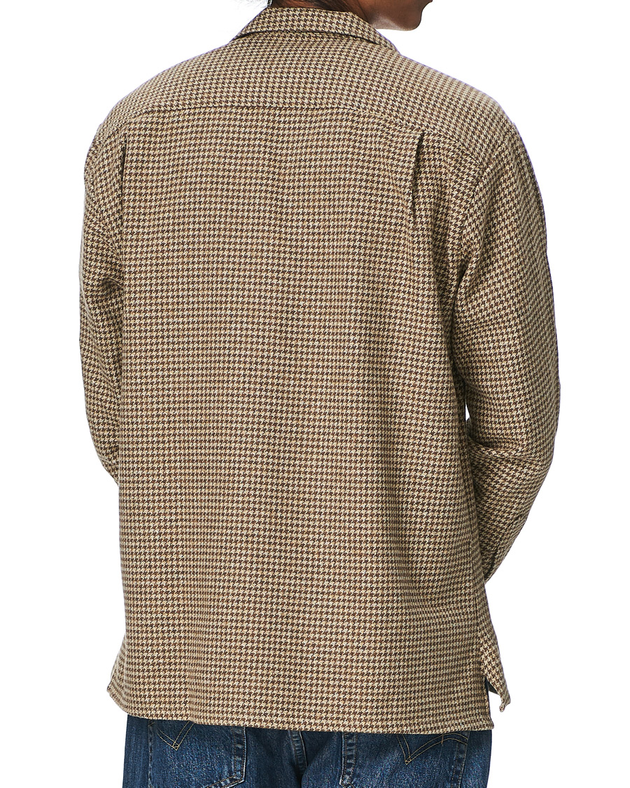 Herre | Skjorter | Gitman Vintage | Camp Collar Houndstooth Flannel Shirt Beige