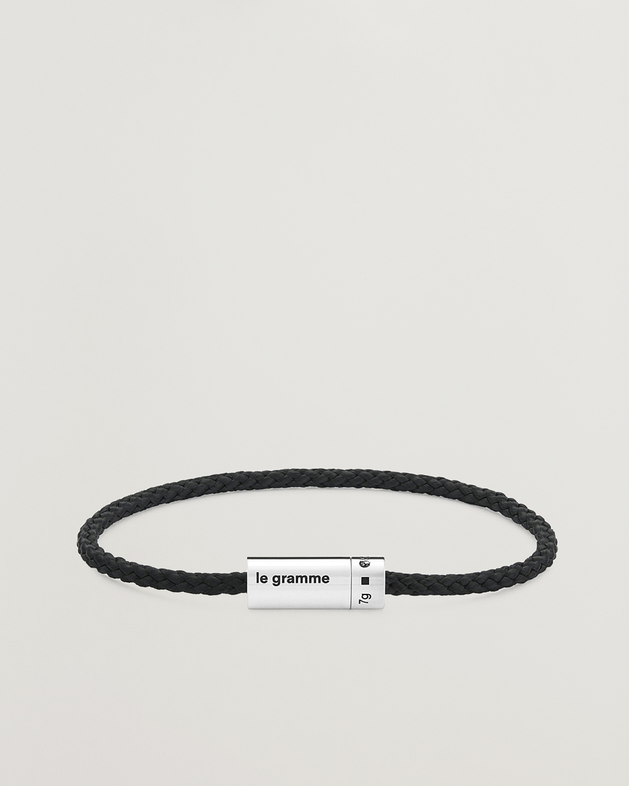 Herre | LE GRAMME Nato Cable Bracelet Black/Sterling Silver 7g | LE GRAMME | Nato Cable Bracelet Black/Sterling Silver 7g