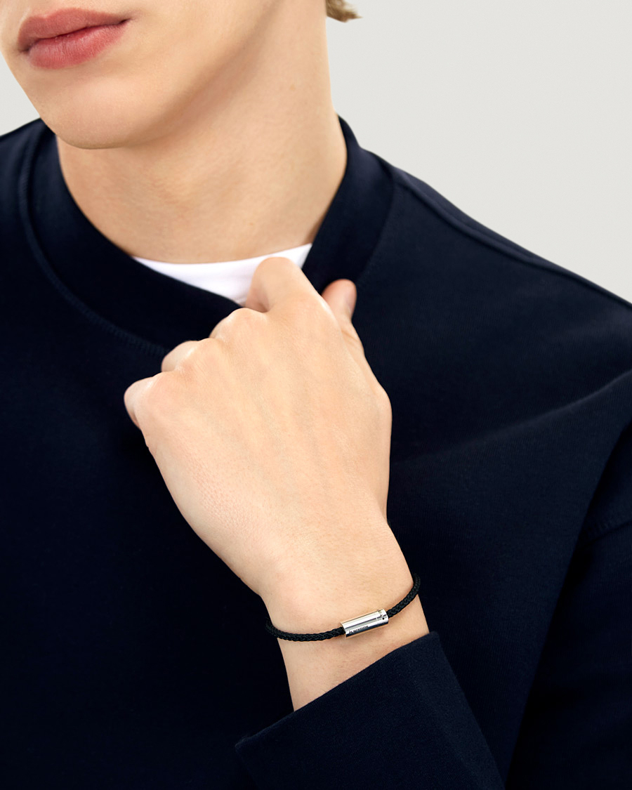 Herre | Tilbehør | LE GRAMME | Nato Cable Bracelet Black/Sterling Silver 7g