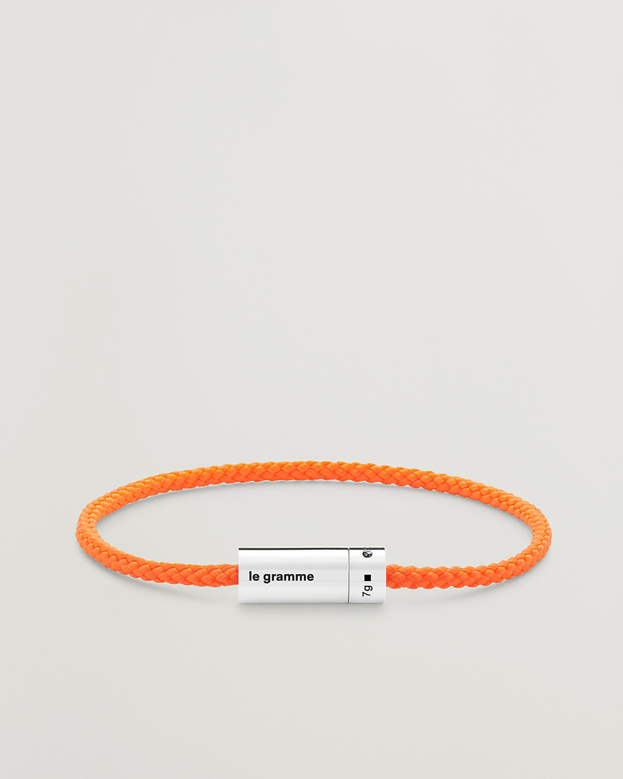 Herre | LE GRAMME Nato Cable Bracelet Orange/Sterling Silver 7g | LE GRAMME | Nato Cable Bracelet Orange/Sterling Silver 7g