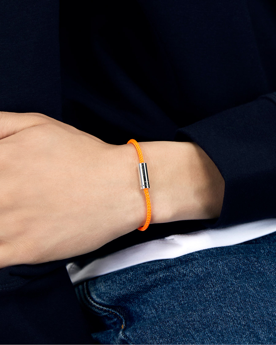 Herre | LE GRAMME Nato Cable Bracelet Orange/Sterling Silver 7g | LE GRAMME | Nato Cable Bracelet Orange/Sterling Silver 7g