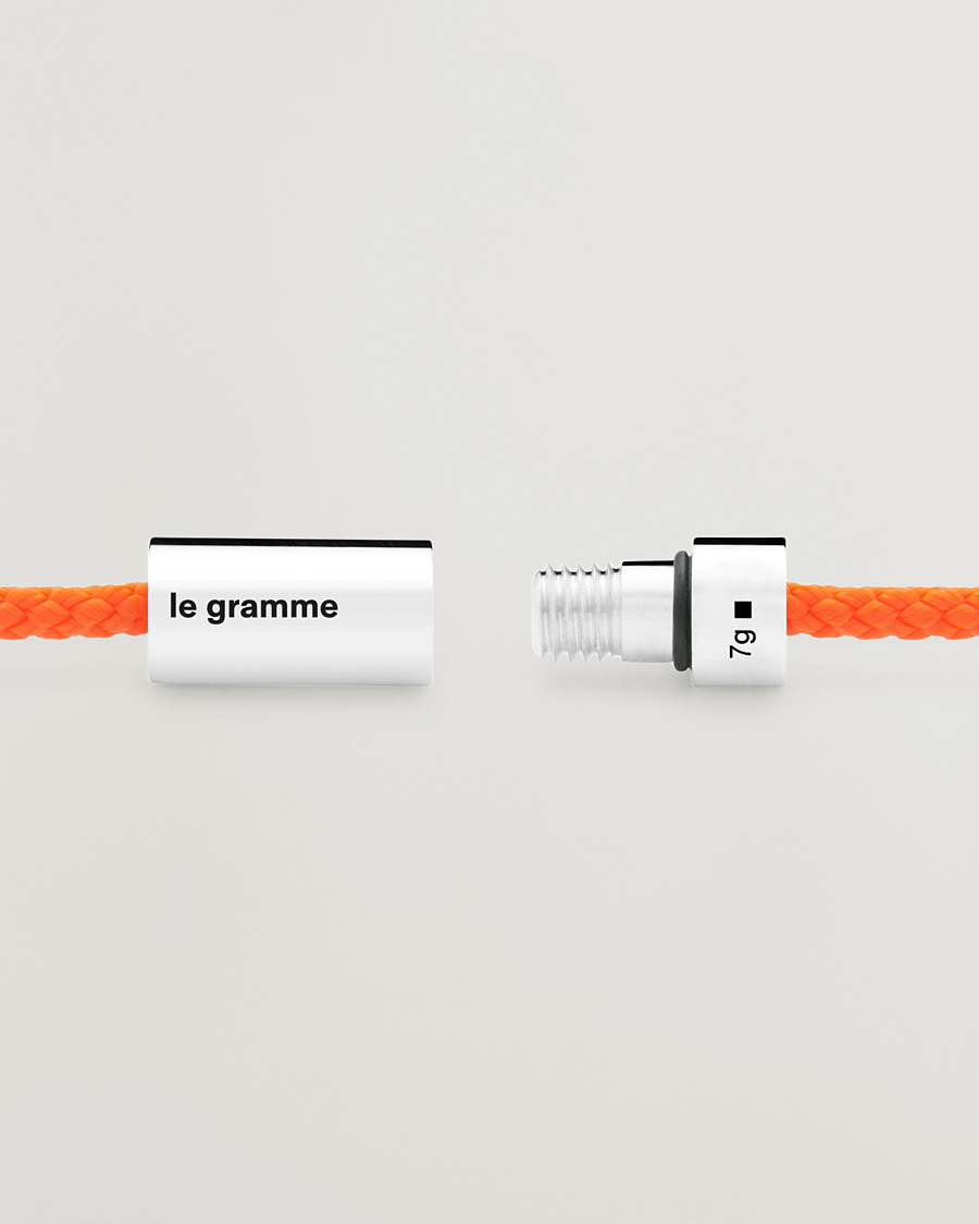 Herre | LE GRAMME Nato Cable Bracelet Orange/Sterling Silver 7g | LE GRAMME | Nato Cable Bracelet Orange/Sterling Silver 7g