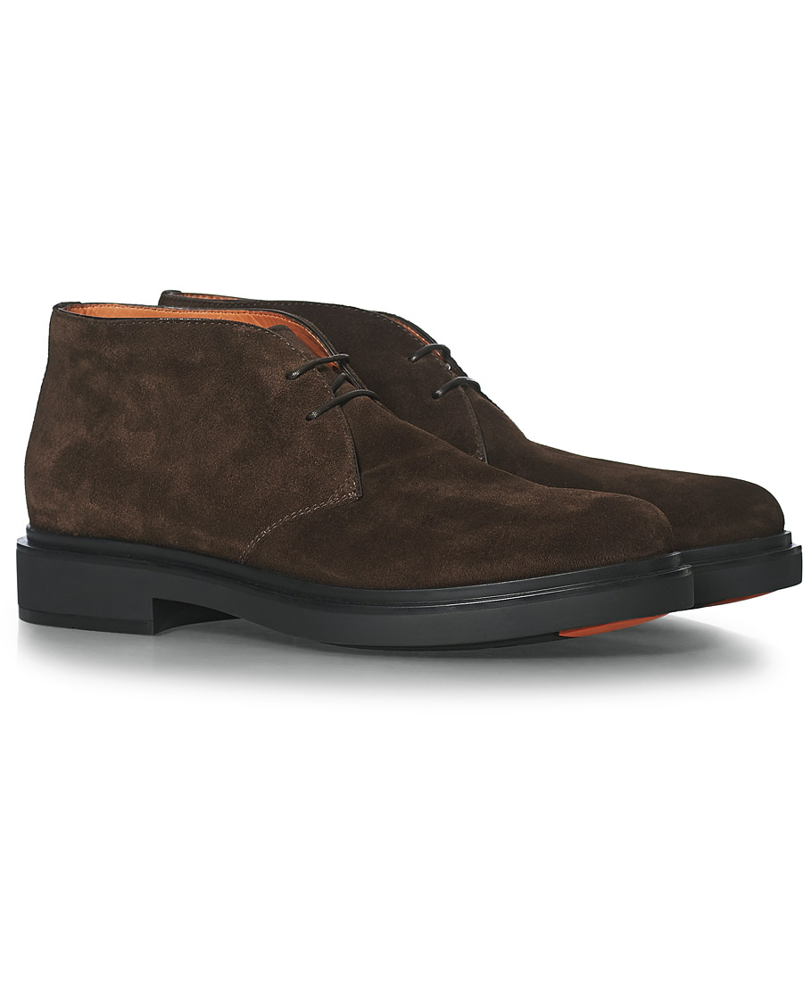 Herre | Santoni Wembley Desert Boot Dark Brown Suede | Santoni | Wembley Desert Boot Dark Brown Suede