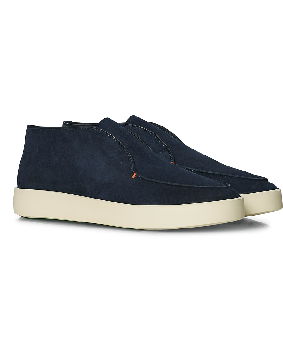 Herre | Santoni Slipper Chukka Boots Navy Suede | Santoni | Slipper Chukka Boots Navy Suede