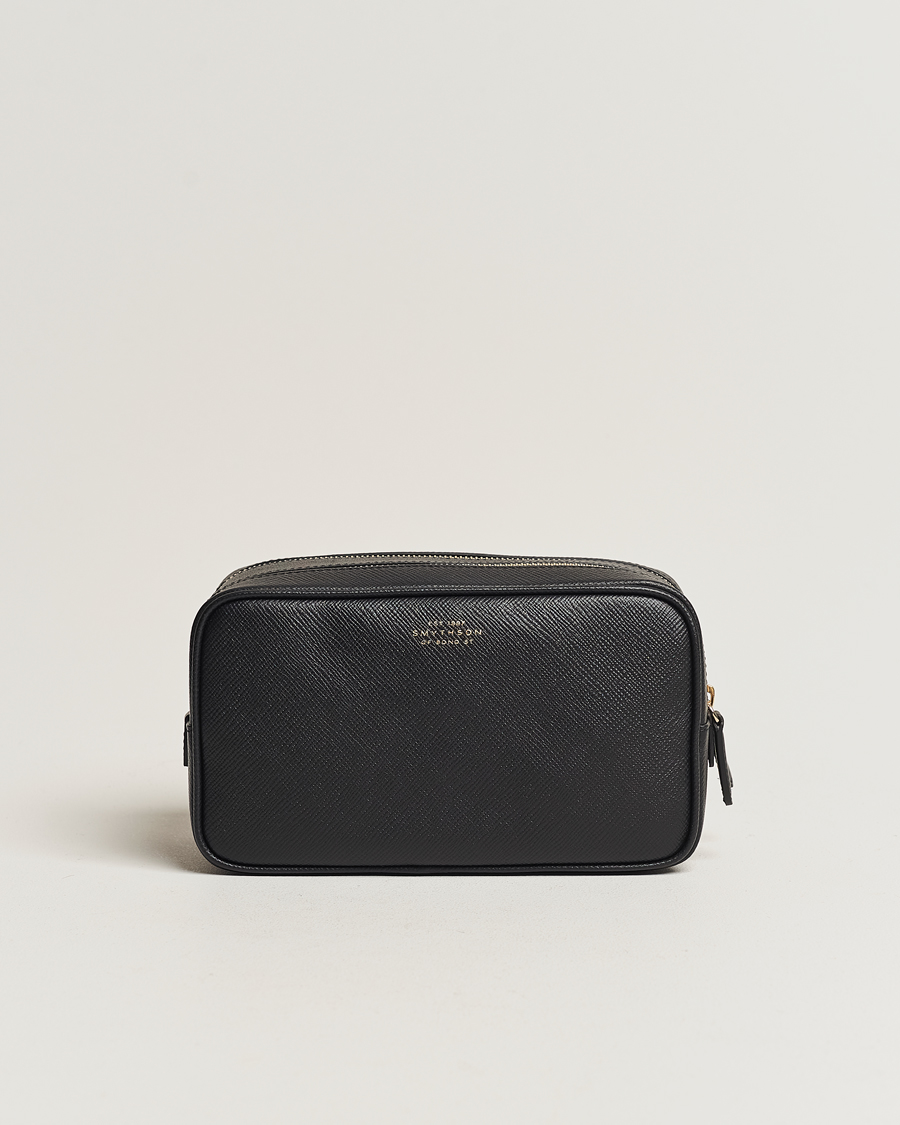 Men |  | Smythson | Panama Double Zip Washbag Black