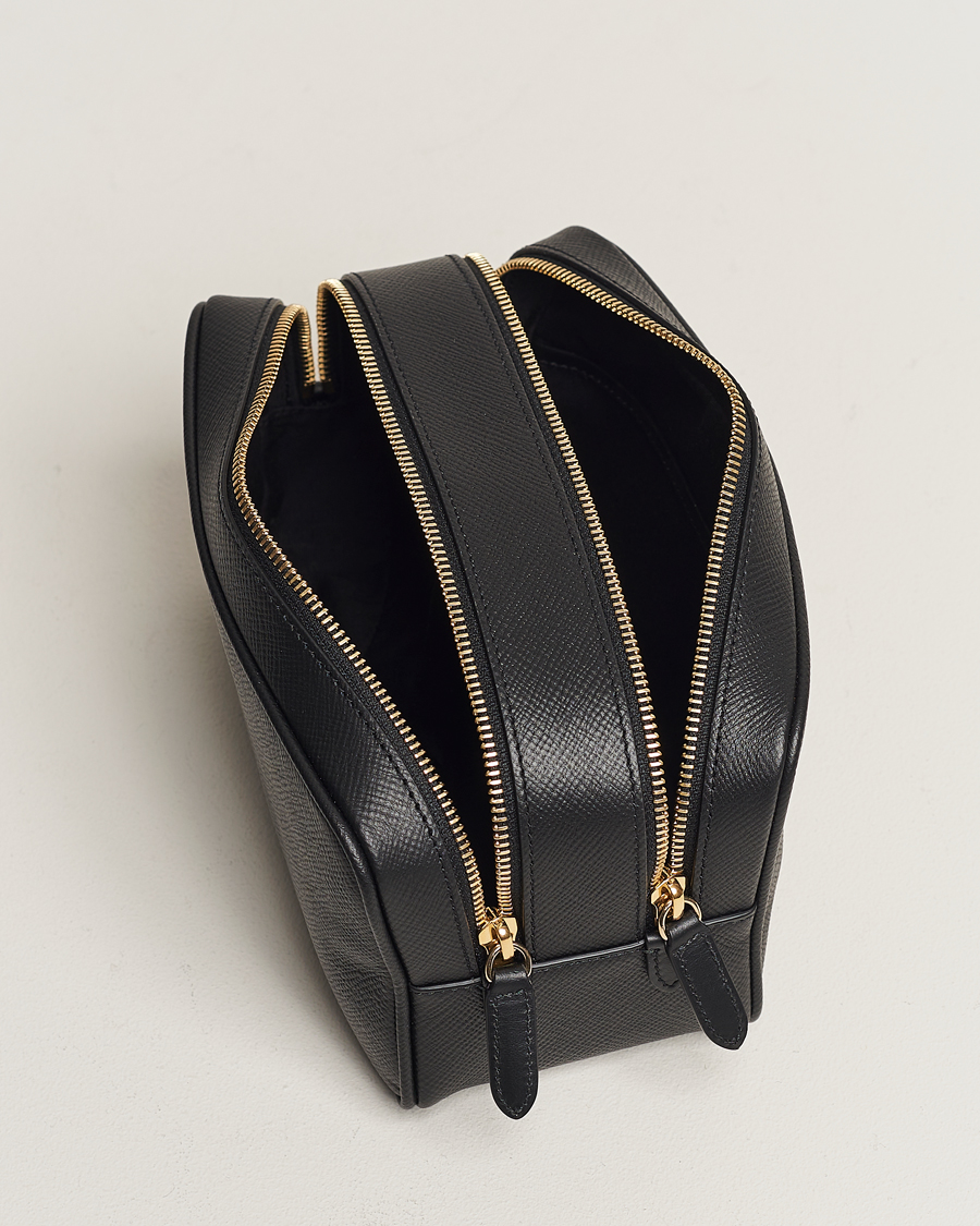 Herre | Tasker | Smythson | Panama Double Zip Washbag Black
