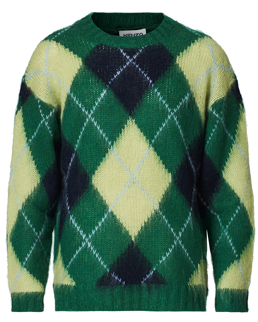 Herre | Trøjer | KENZO | Brushed Argyle Sweater Green