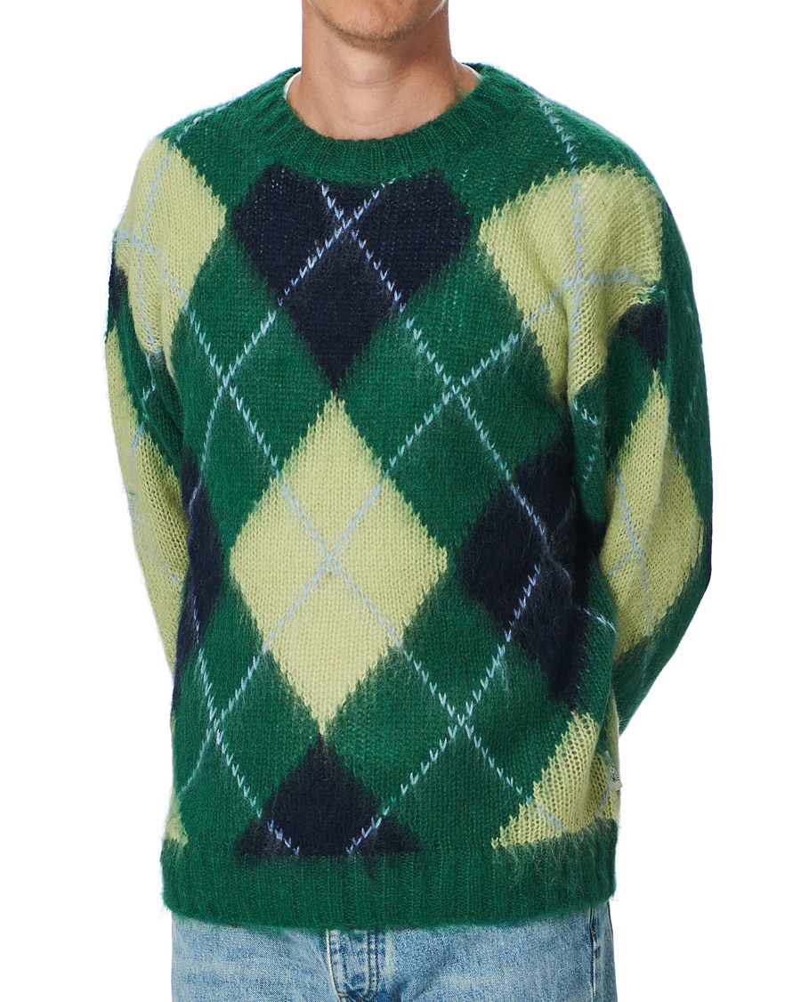 Herre | Trøjer | KENZO | Brushed Argyle Sweater Green