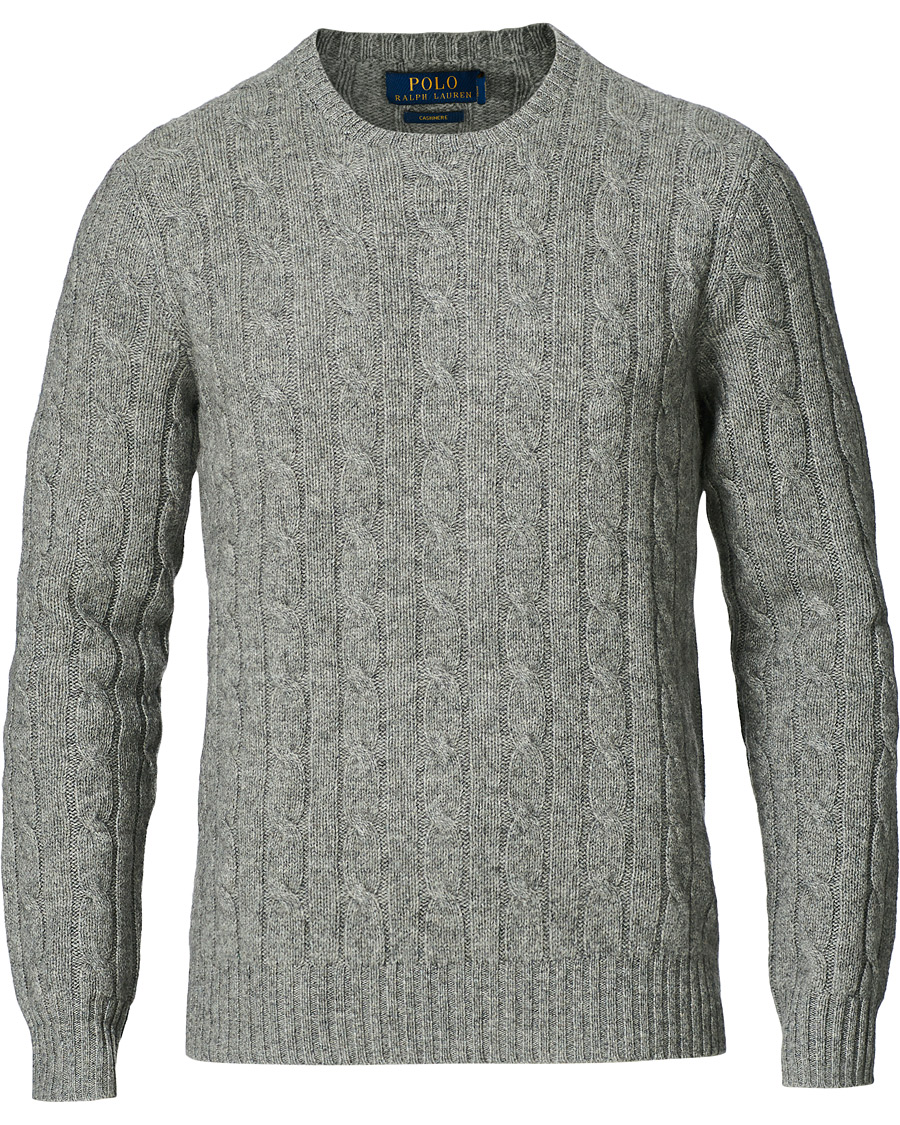 Herre | Trøjer | Polo Ralph Lauren | Cashmere Cable Crew Neck Sweater Fawn Grey Heather