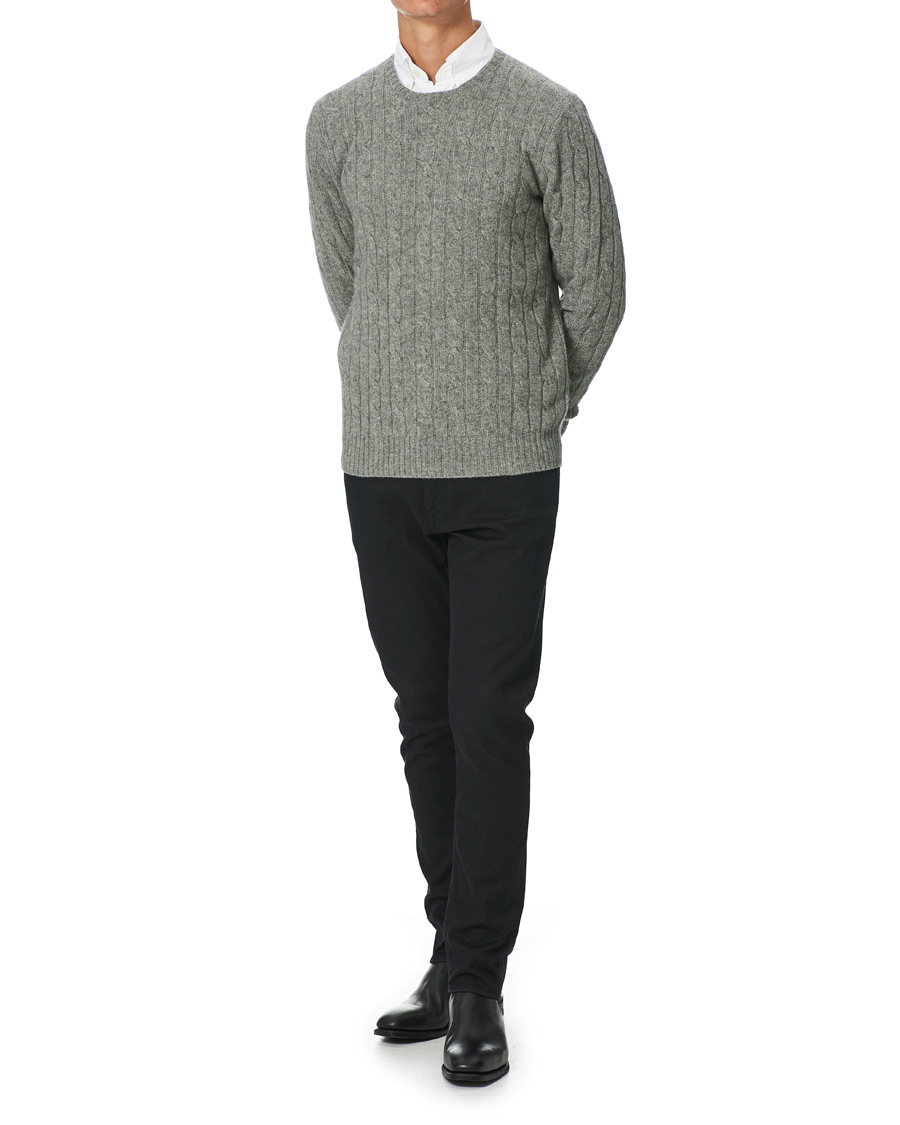 Herre | Trøjer | Polo Ralph Lauren | Cashmere Cable Crew Neck Sweater Fawn Grey Heather