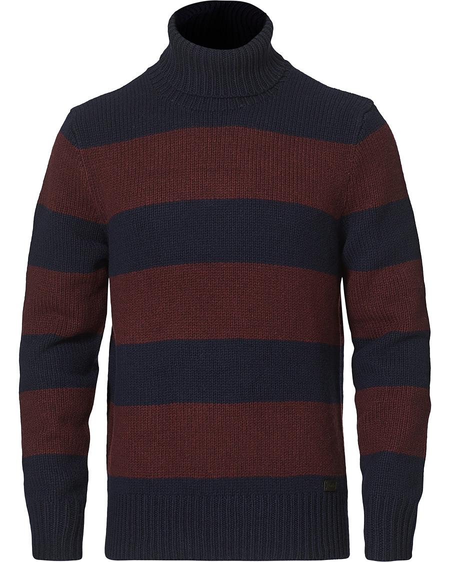 Herre | Trøjer | Polo Ralph Lauren | Barstriped Knitted Turtleneck Wine/Navy