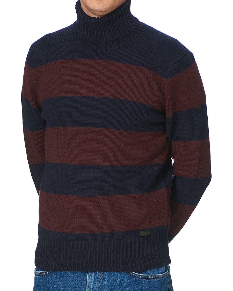 Herre | Trøjer | Polo Ralph Lauren | Barstriped Knitted Turtleneck Wine/Navy