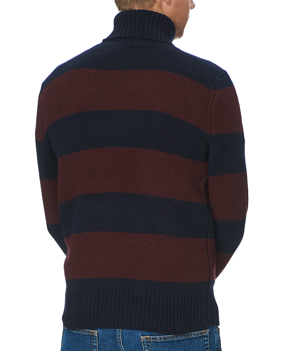 Herre | Trøjer | Polo Ralph Lauren | Barstriped Knitted Turtleneck Wine/Navy