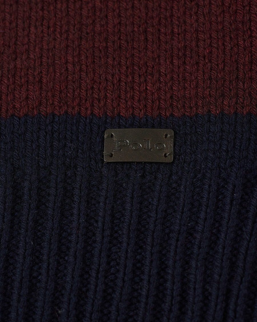 Herre | Trøjer | Polo Ralph Lauren | Barstriped Knitted Turtleneck Wine/Navy