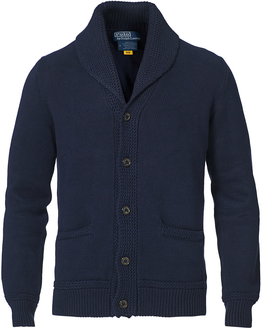 Herre | Trøjer | Polo Ralph Lauren | Cotton Knitted Flag Cardigan Hunter Navy