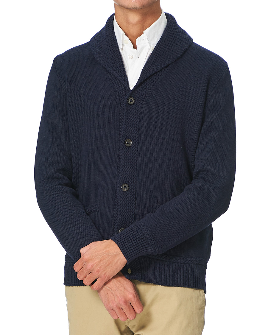 Herre | Trøjer | Polo Ralph Lauren | Cotton Knitted Flag Cardigan Hunter Navy