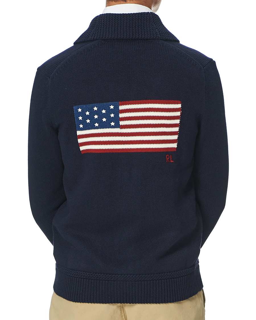 Herre | Trøjer | Polo Ralph Lauren | Cotton Knitted Flag Cardigan Hunter Navy