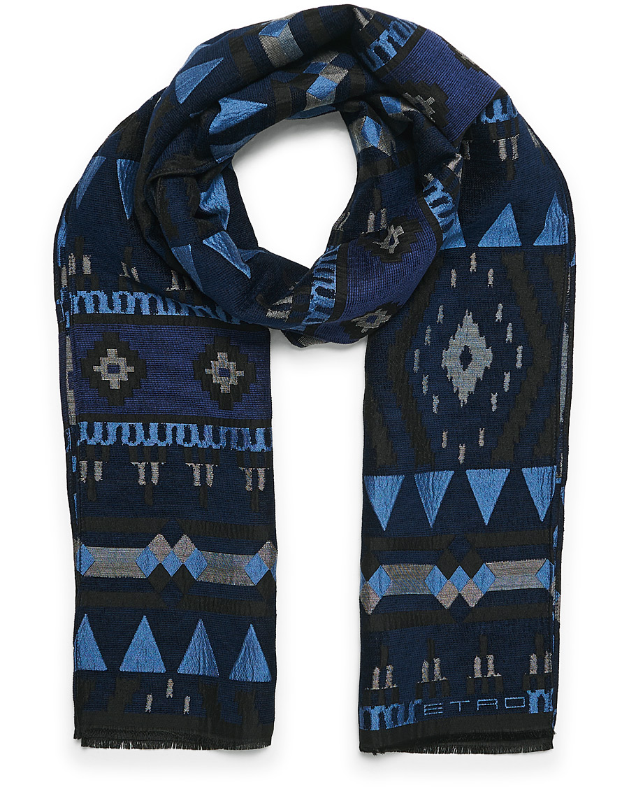 Herre | Etro Wool Blend Ciniglia Scarf Navy | Etro | Wool Blend Ciniglia Scarf Navy
