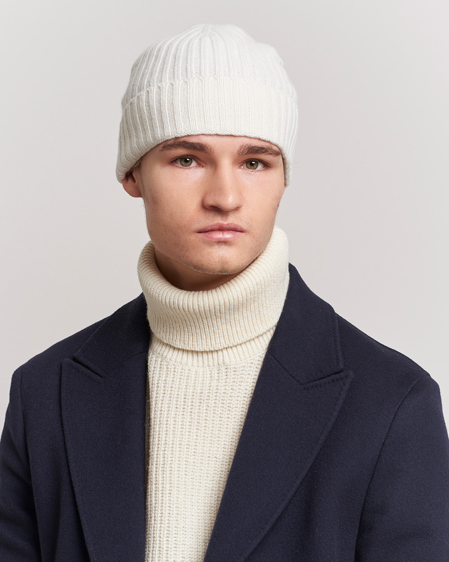 Herre | Huer | Amanda Christensen | Rib Knitted Cashmere Cap Creme
