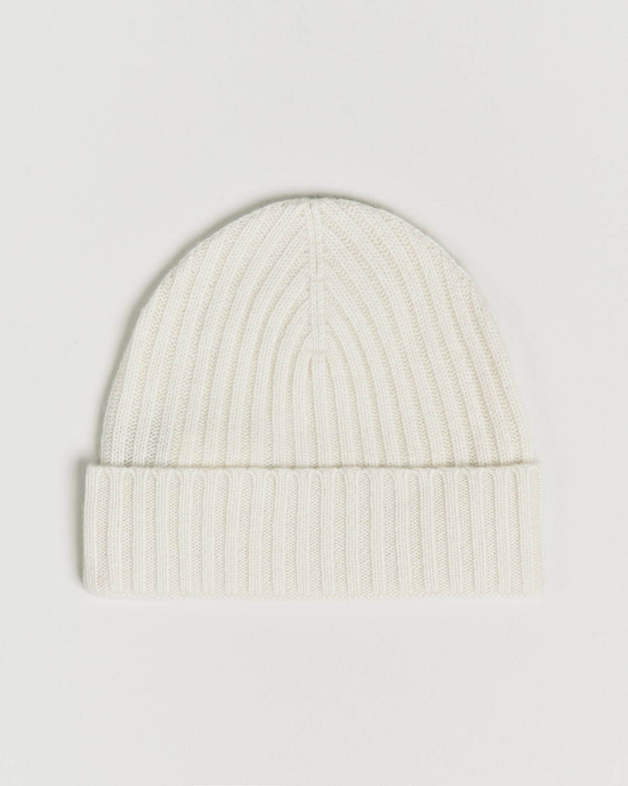 Herre | Amanda Christensen Rib Knitted Cashmere Cap Cream | Amanda Christensen | Rib Knitted Cashmere Cap Cream