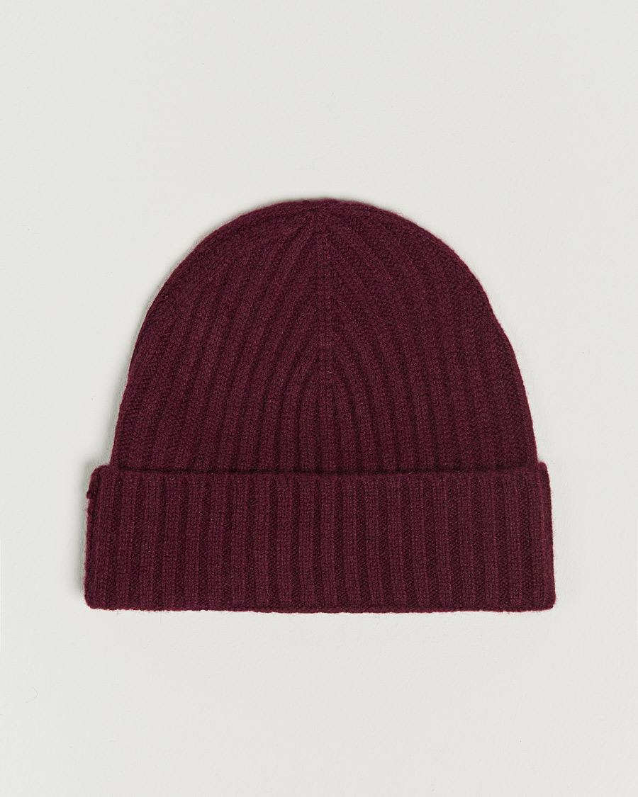 Herre | Amanda Christensen Rib Knitted Cashmere Cap Bordeaux | Amanda Christensen | Rib Knitted Cashmere Cap Bordeaux