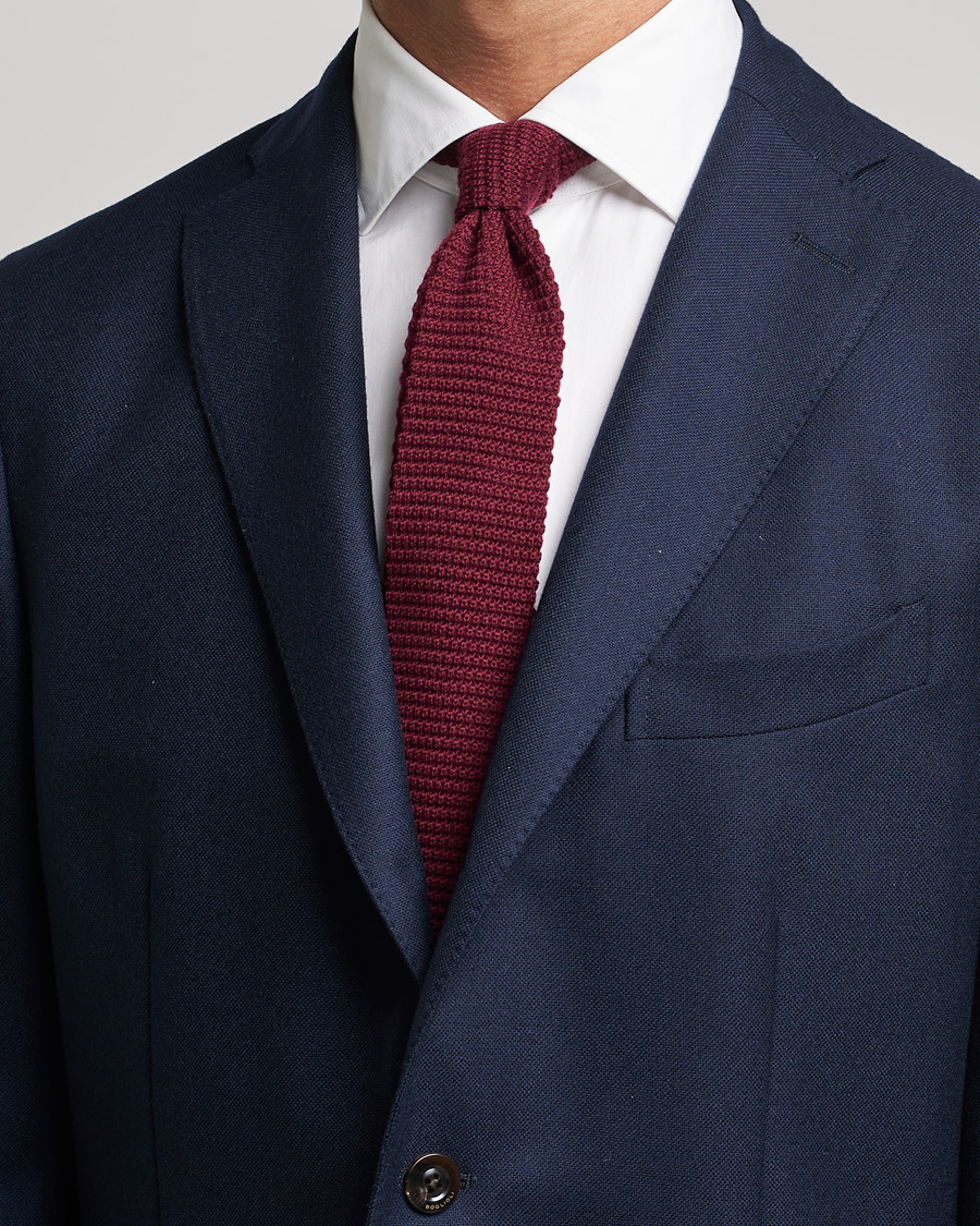 Herre | Amanda Christensen Wool Knitted 6cm Tie Wine | Amanda Christensen | Wool Knitted 6cm Tie Wine