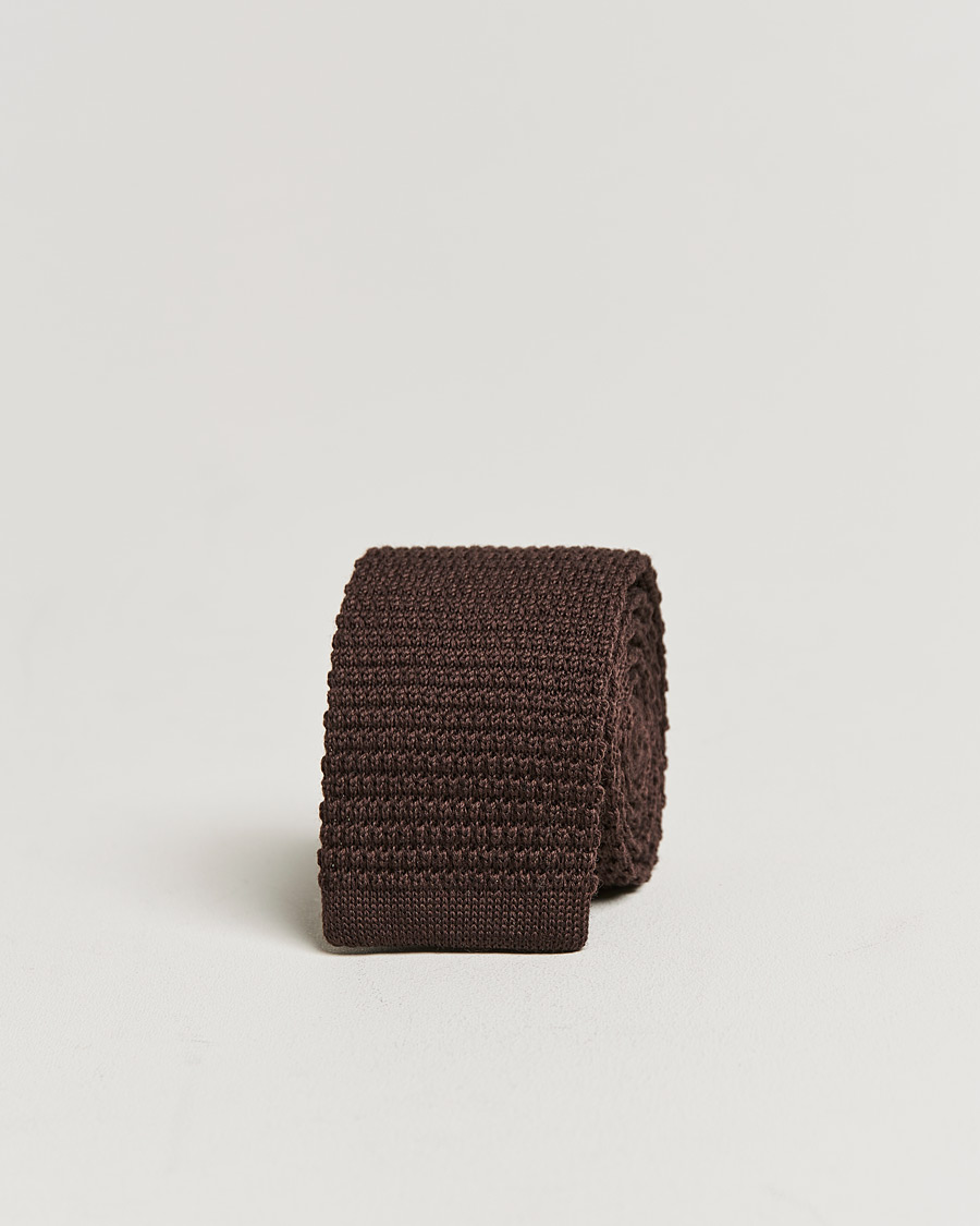Herre | Amanda Christensen Wool Knitted 6cm Tie Brown | Amanda Christensen | Wool Knitted 6cm Tie Brown