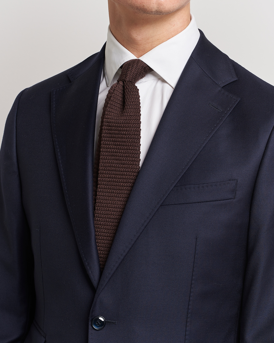 Herre | Festive | Amanda Christensen | Wool Knitted 6cm Tie Brown
