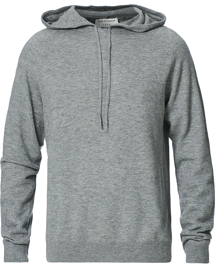Herre | Trøjer | Tiger of Sweden | Nakkne Wool Hoodie Med Grey Mel