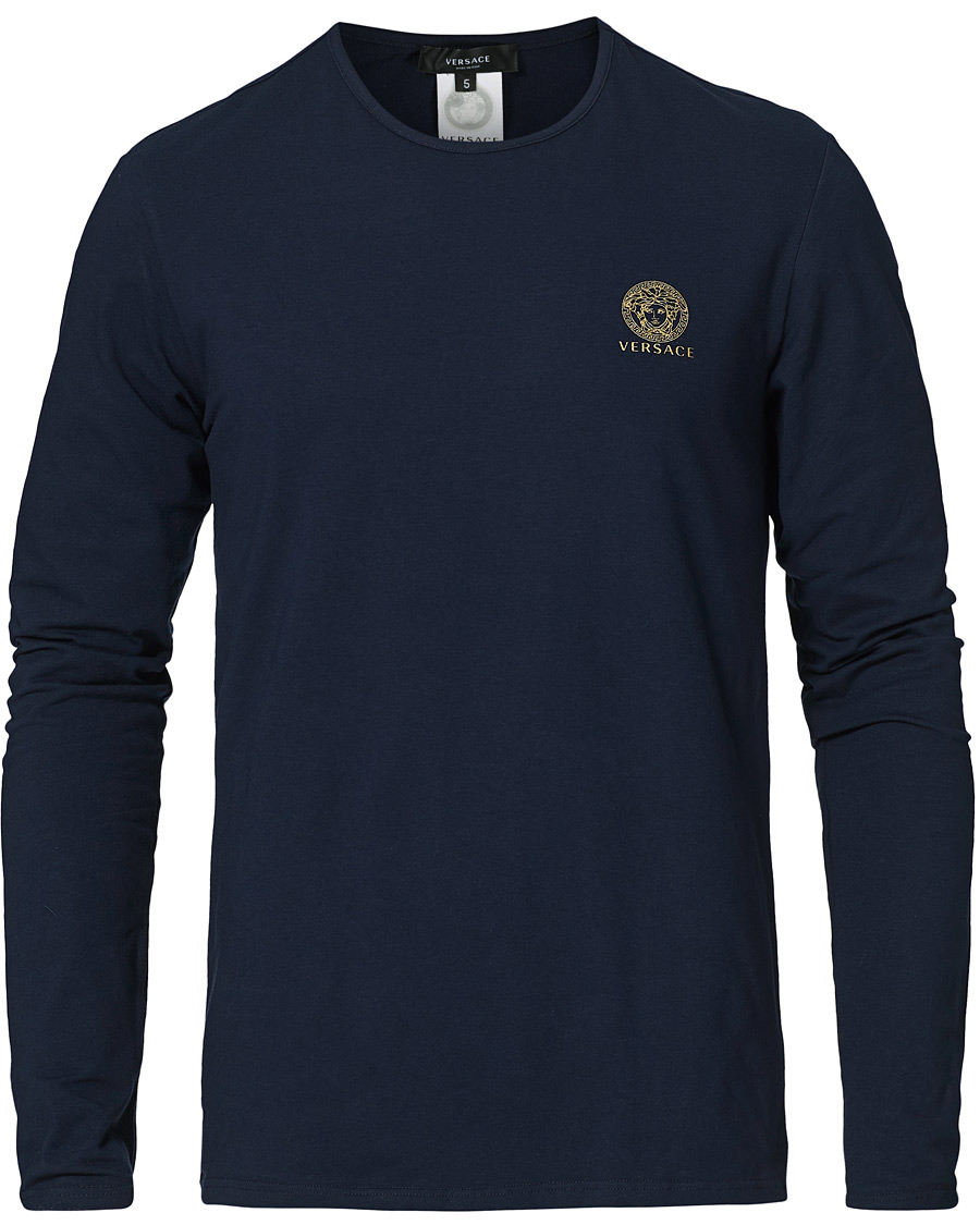 Herre | T-Shirts | Versace | Medusa Long Sleeve Tee Navy
