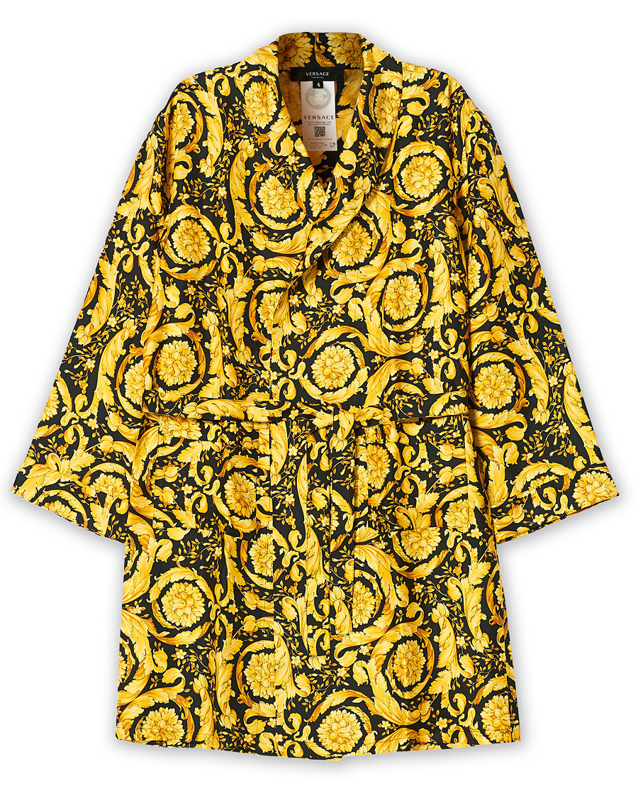 gold and black versace robe