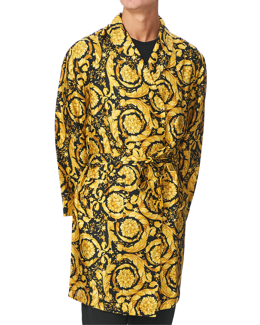 gold and black versace robe