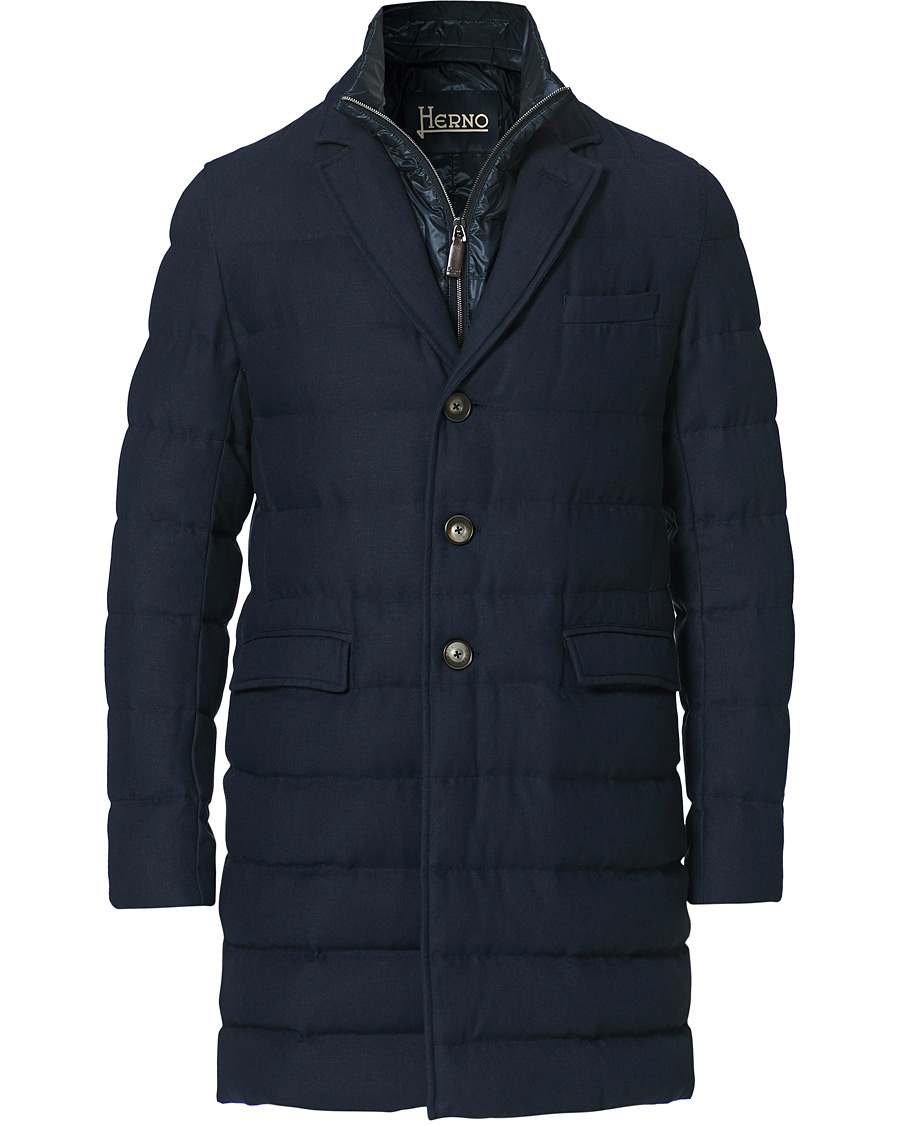 Herre | Jakker | Herno | Flannel Long Down Jacket Navy
