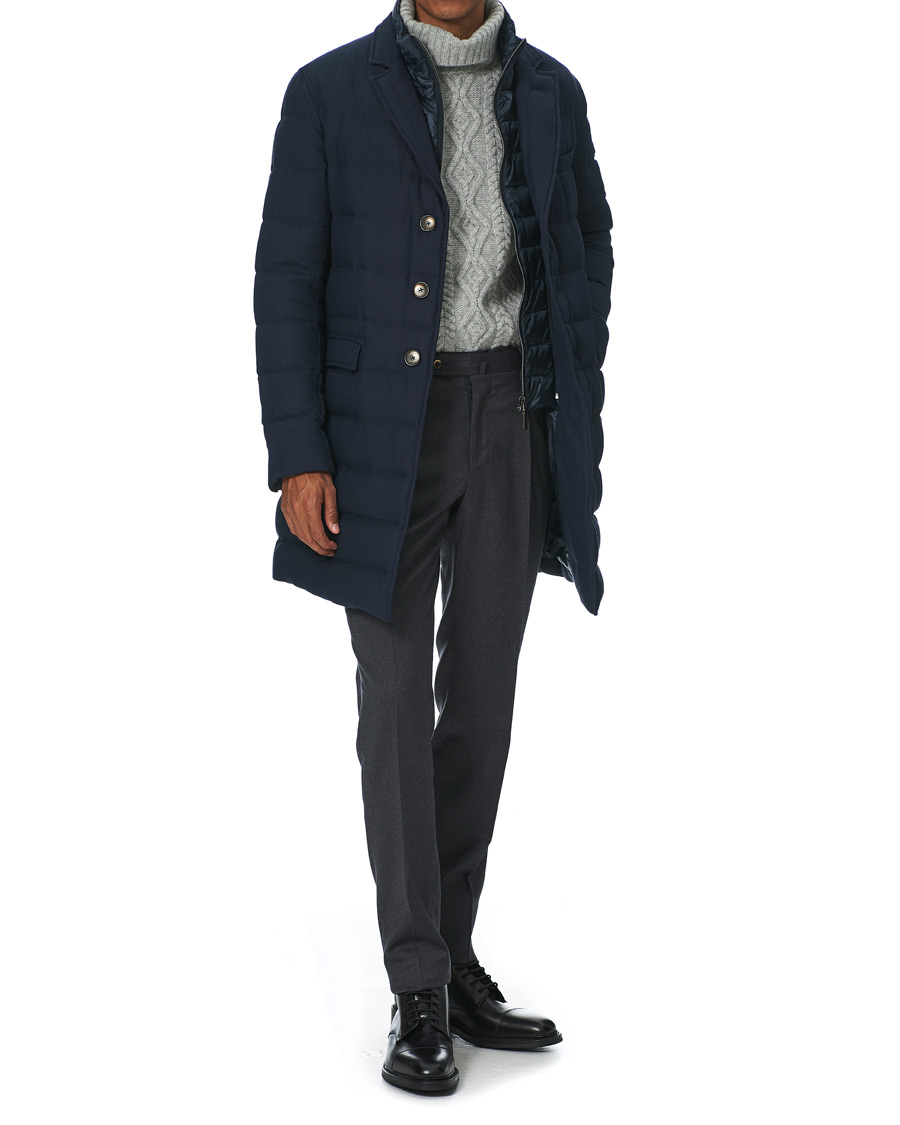Herre | Jakker | Herno | Flannel Long Down Jacket Navy