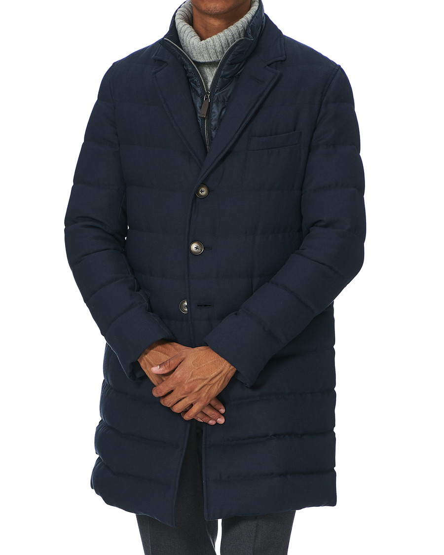 Herre | Jakker | Herno | Flannel Long Down Jacket Navy