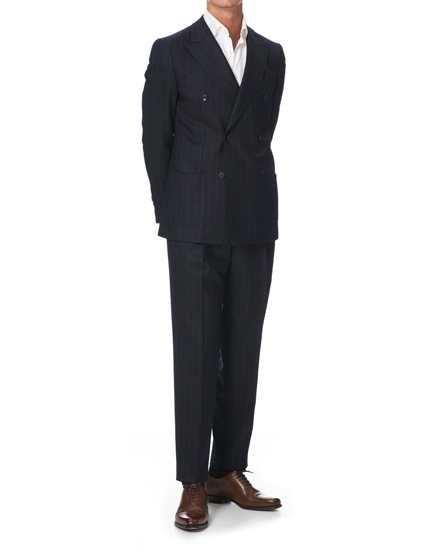 Herre | Bukser | Morris Heritage | Philip Pinstripe Suit Trousers Navy