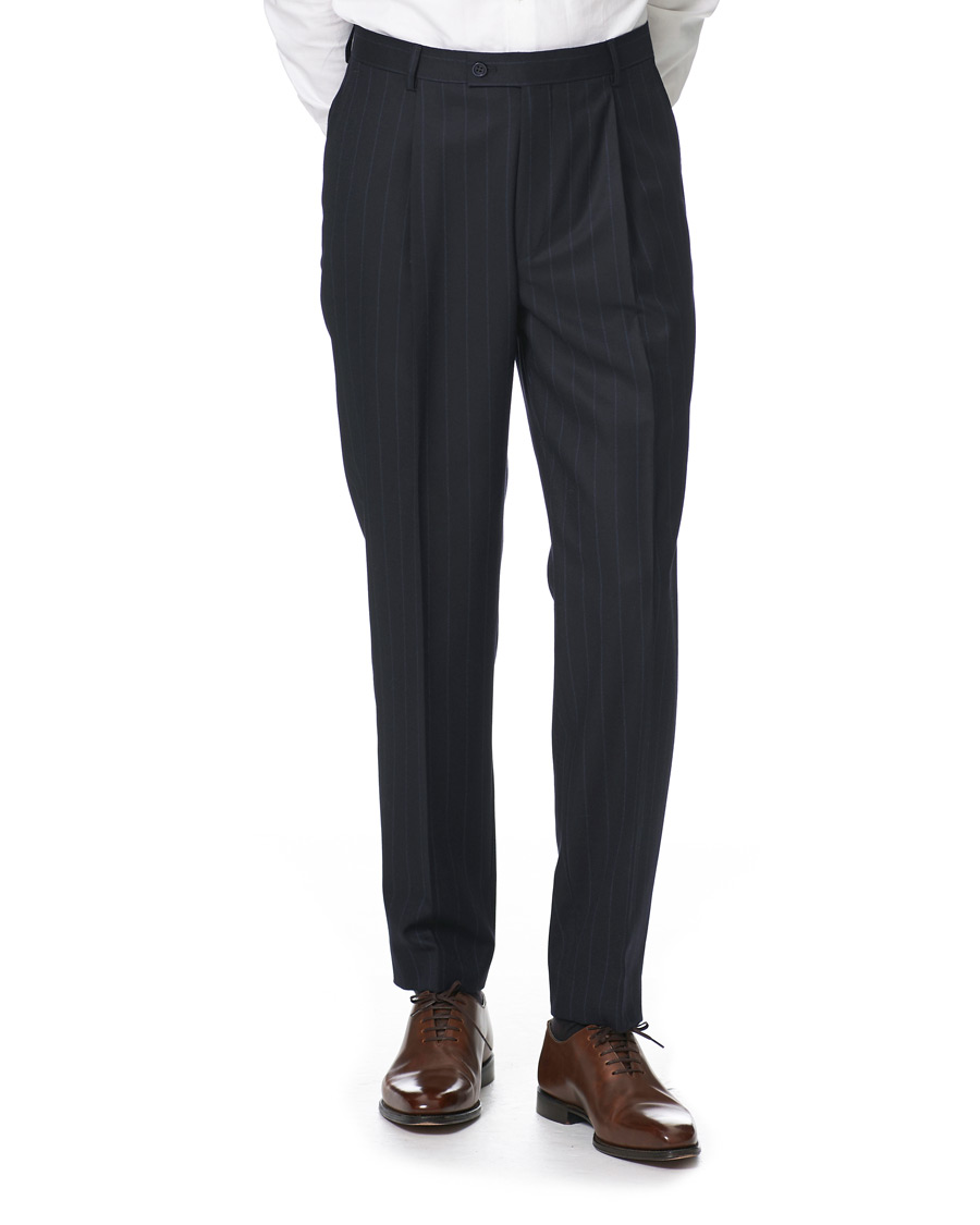 Herre | Bukser | Morris Heritage | Philip Pinstripe Suit Trousers Navy