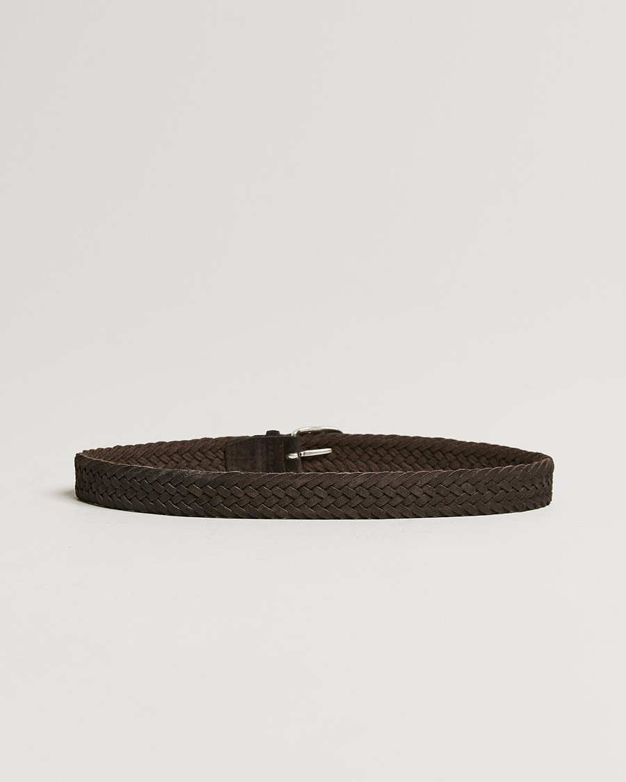 Herre |  | Orciani | Braided Suede Belt 3,5 cm Dark Brown