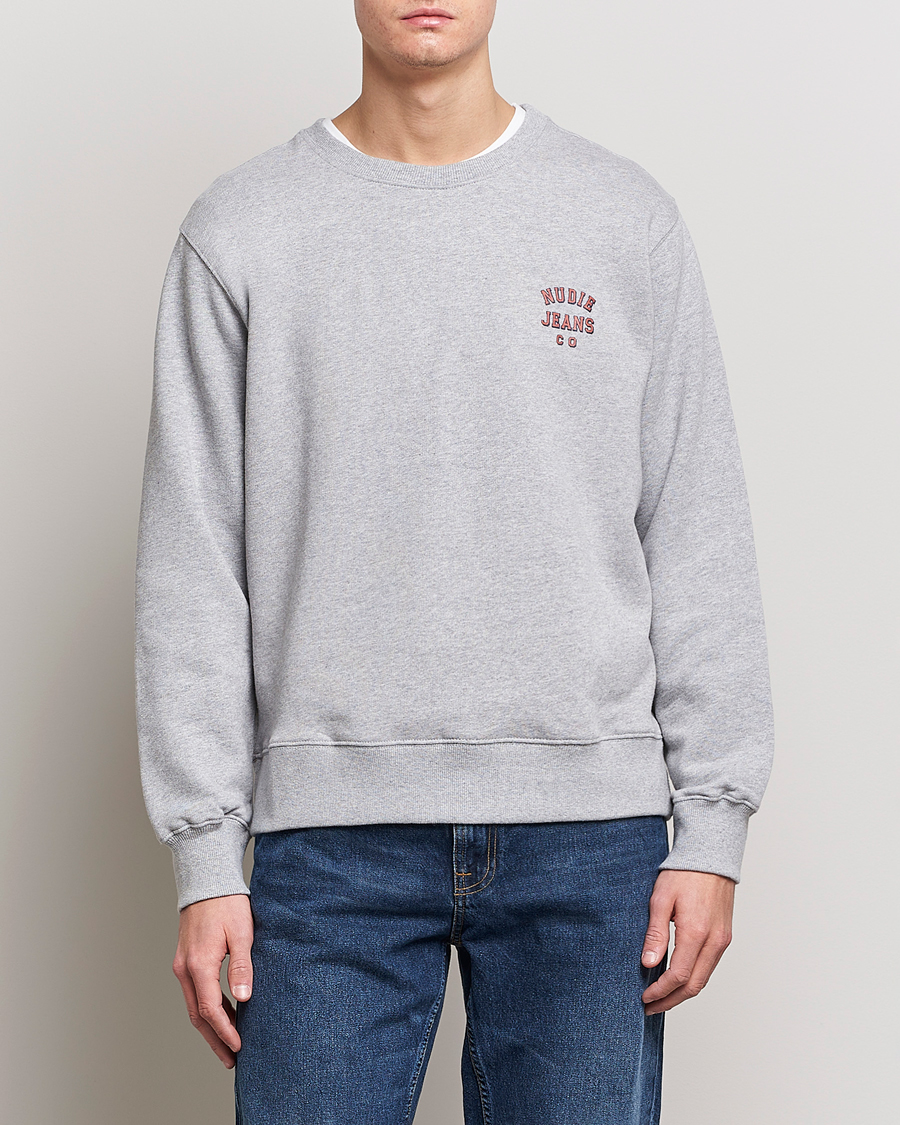 Herre | Grå sweatshirts | Nudie Jeans | Frasse Logo Sweatshirt Grey melange