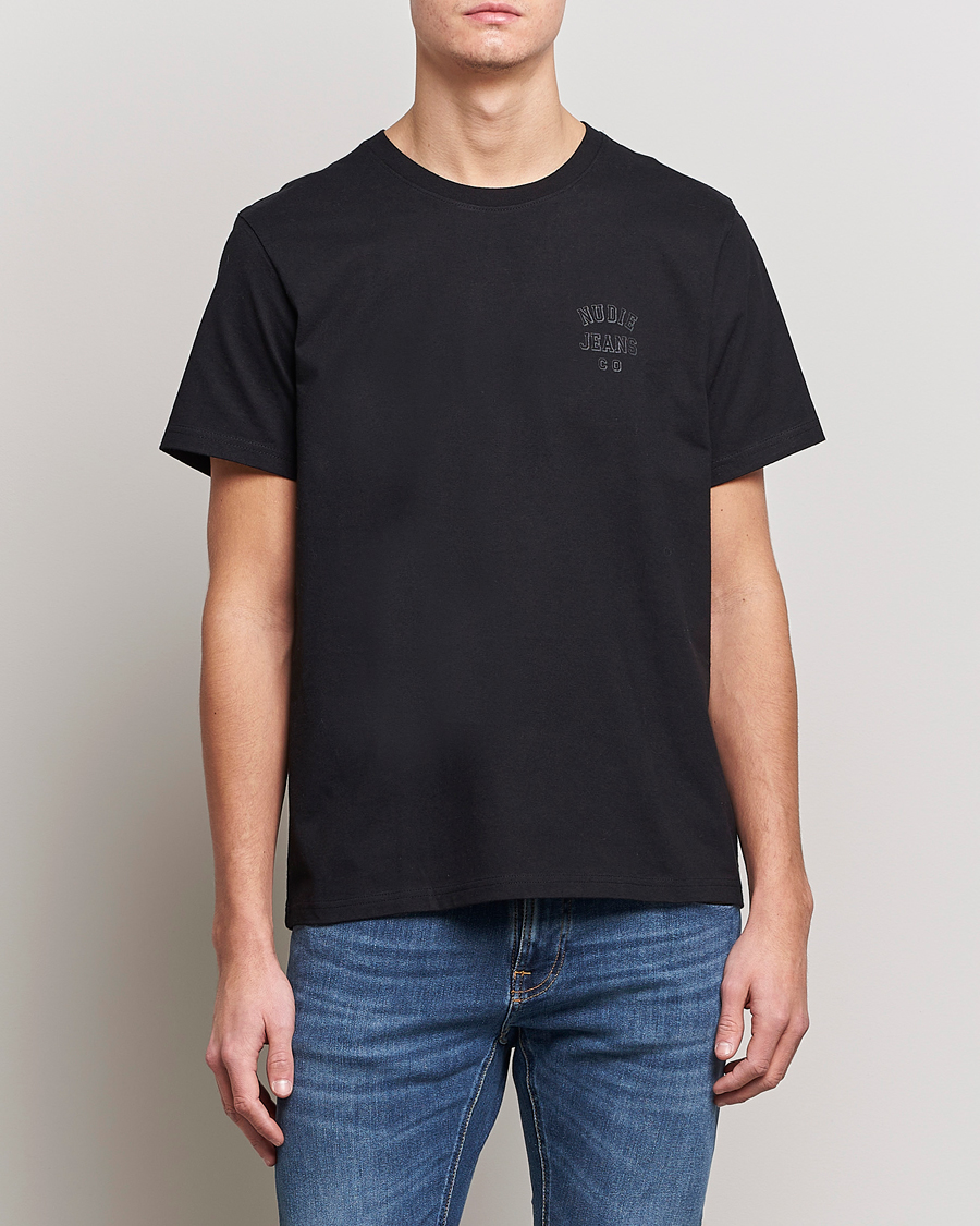 Herre | T-Shirts | Nudie Jeans | Roy Logo Crew Neck Tee Black