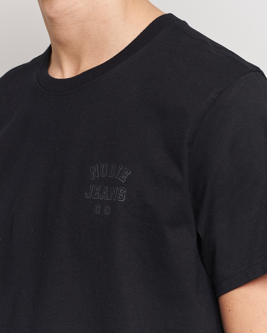 Herre | T-Shirts | Nudie Jeans | Roy Logo Crew Neck Tee Black