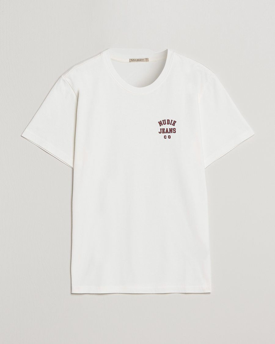 Herre | T-Shirts | Nudie Jeans | Roy Logo Crew Neck Tee Off White