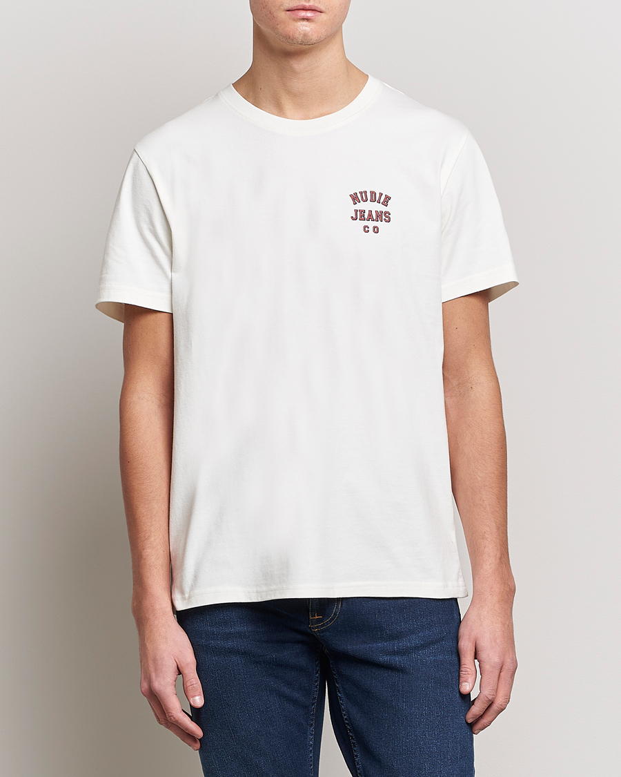 Herre | T-Shirts | Nudie Jeans | Roy Logo Crew Neck Tee Off White